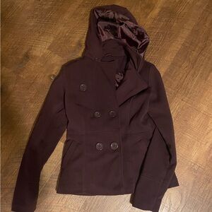 Elegant Hooded Pea Coat